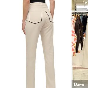 REFORMATION “Almond w/ piping” beige pants with black outlines
